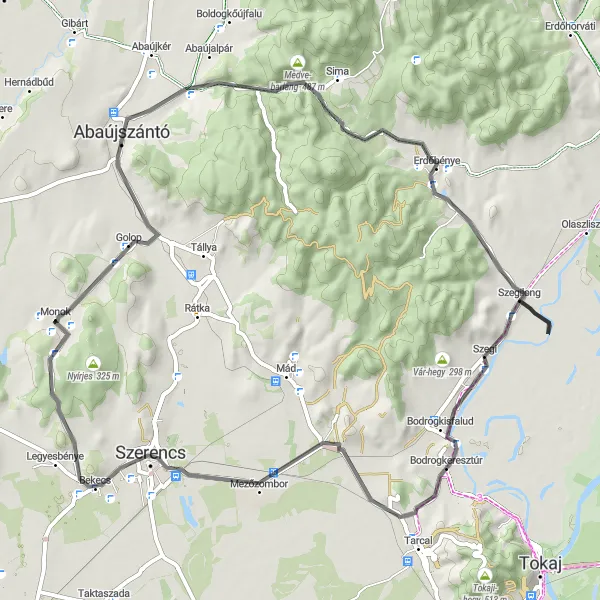 Map miniature of "Northern Hungary Hills" cycling inspiration in Észak-Magyarország, Hungary. Generated by Tarmacs.app cycling route planner