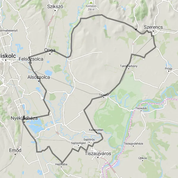 Map miniature of "Hidden Gems Road Trip" cycling inspiration in Észak-Magyarország, Hungary. Generated by Tarmacs.app cycling route planner