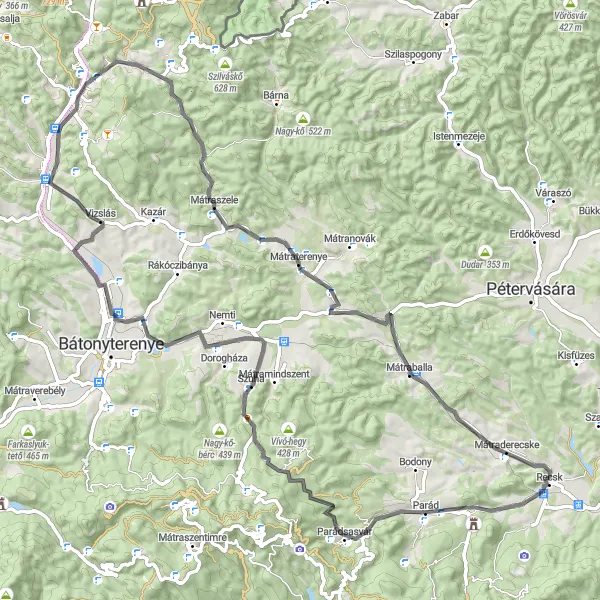 Map miniature of "Scenic Road Ride Around Parád" cycling inspiration in Észak-Magyarország, Hungary. Generated by Tarmacs.app cycling route planner