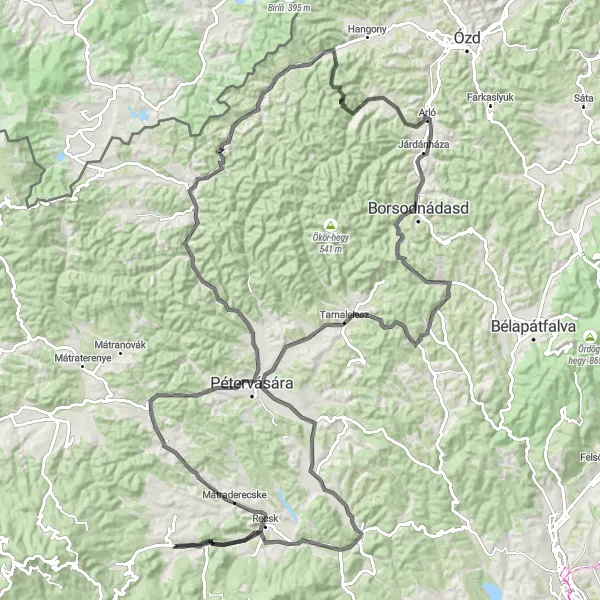 Map miniature of "Bükk-Domaháza Scenic Cycling" cycling inspiration in Észak-Magyarország, Hungary. Generated by Tarmacs.app cycling route planner