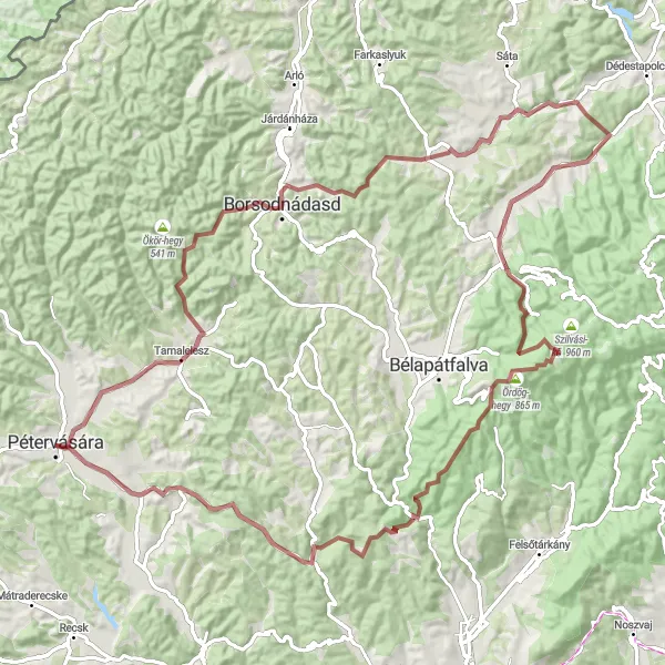 Map miniature of "Discovering the Natural Delights of Northern Hungary" cycling inspiration in Észak-Magyarország, Hungary. Generated by Tarmacs.app cycling route planner