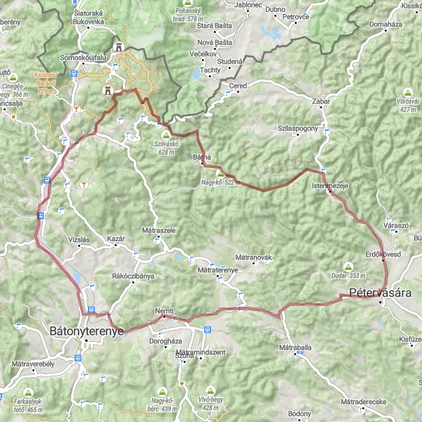 Map miniature of "Discovering the Salgó Region" cycling inspiration in Észak-Magyarország, Hungary. Generated by Tarmacs.app cycling route planner