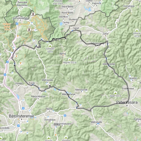 Map miniature of "The Fertés Peak Cycling Route" cycling inspiration in Észak-Magyarország, Hungary. Generated by Tarmacs.app cycling route planner