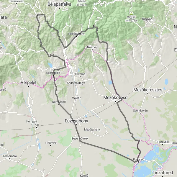 Map miniature of "Ultimate Road Challenge" cycling inspiration in Észak-Magyarország, Hungary. Generated by Tarmacs.app cycling route planner