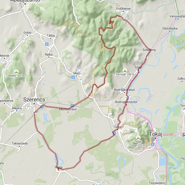 Map miniature of "The Gravel Adventure 2.0" cycling inspiration in Észak-Magyarország, Hungary. Generated by Tarmacs.app cycling route planner