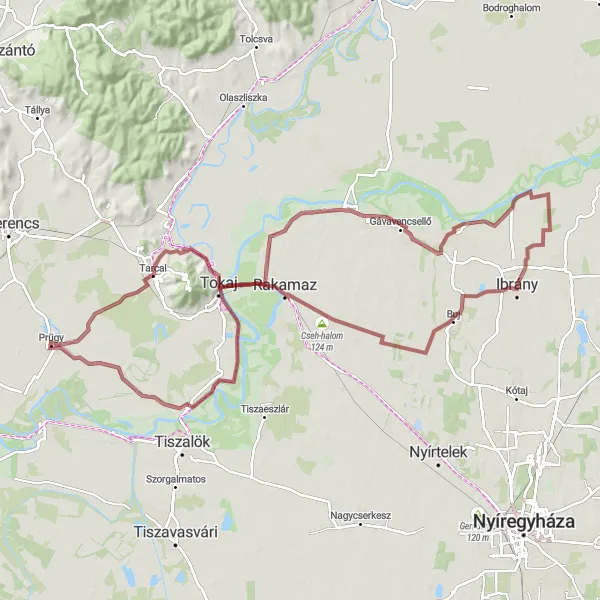 Map miniature of "The Scenic Gravel Ride" cycling inspiration in Észak-Magyarország, Hungary. Generated by Tarmacs.app cycling route planner