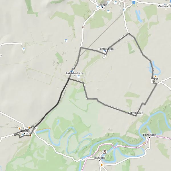Map miniature of "Taktakenéz - Prügy Road Route" cycling inspiration in Észak-Magyarország, Hungary. Generated by Tarmacs.app cycling route planner