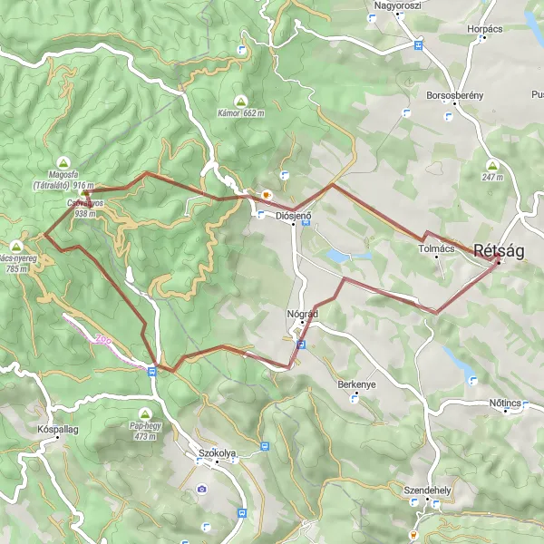 Map miniature of "Gravel Adventure to Nógrád and Beyond" cycling inspiration in Észak-Magyarország, Hungary. Generated by Tarmacs.app cycling route planner