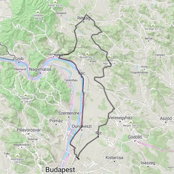 Map miniature of "Vágás Circuit" cycling inspiration in Észak-Magyarország, Hungary. Generated by Tarmacs.app cycling route planner