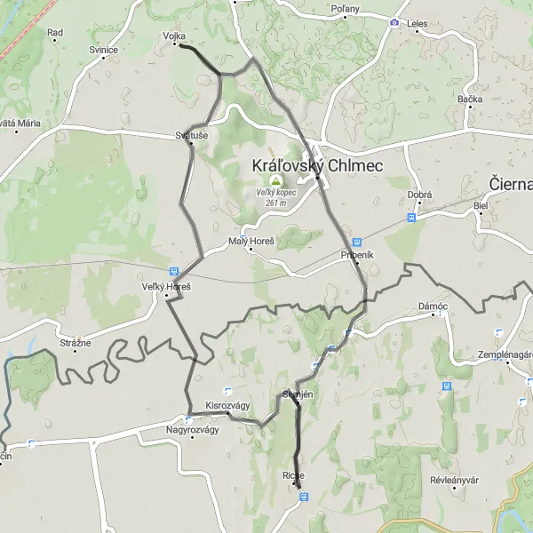 Map miniature of "Scenic Ride to Lácacséke" cycling inspiration in Észak-Magyarország, Hungary. Generated by Tarmacs.app cycling route planner