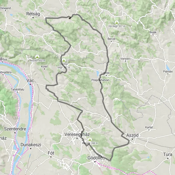 Map miniature of "Romhány - Bélacsai-hegy Loop" cycling inspiration in Észak-Magyarország, Hungary. Generated by Tarmacs.app cycling route planner