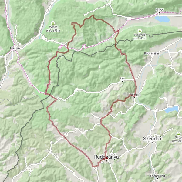 Map miniature of "Rudabánya to Trizs and Back" cycling inspiration in Észak-Magyarország, Hungary. Generated by Tarmacs.app cycling route planner