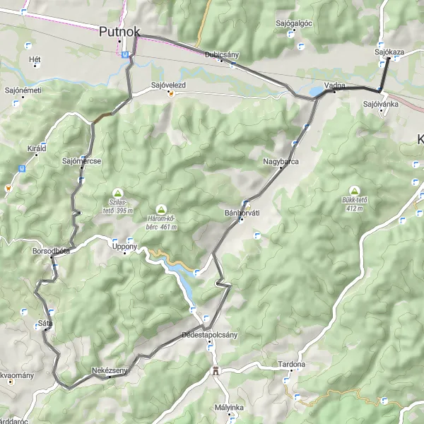 Map miniature of "Nagybarca Loop" cycling inspiration in Észak-Magyarország, Hungary. Generated by Tarmacs.app cycling route planner