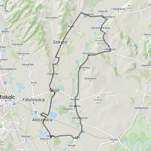 Map miniature of "Scenic Delights of the Countryside" cycling inspiration in Észak-Magyarország, Hungary. Generated by Tarmacs.app cycling route planner