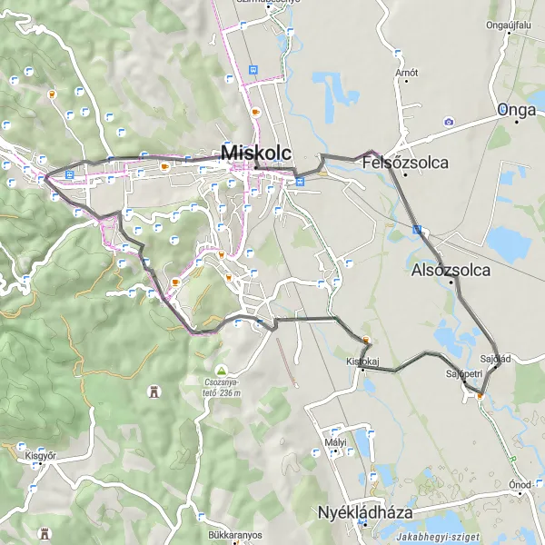 Map miniature of "Sajólád - Miskolc Loop" cycling inspiration in Észak-Magyarország, Hungary. Generated by Tarmacs.app cycling route planner