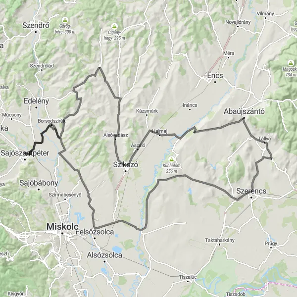 Map miniature of "Szilvásvárad Road Loop" cycling inspiration in Észak-Magyarország, Hungary. Generated by Tarmacs.app cycling route planner