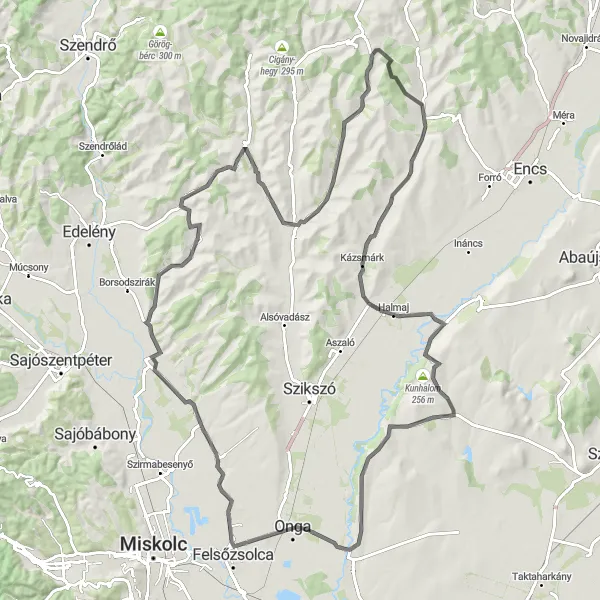Map miniature of "Sajóvámos - Ziliz Loop" cycling inspiration in Észak-Magyarország, Hungary. Generated by Tarmacs.app cycling route planner