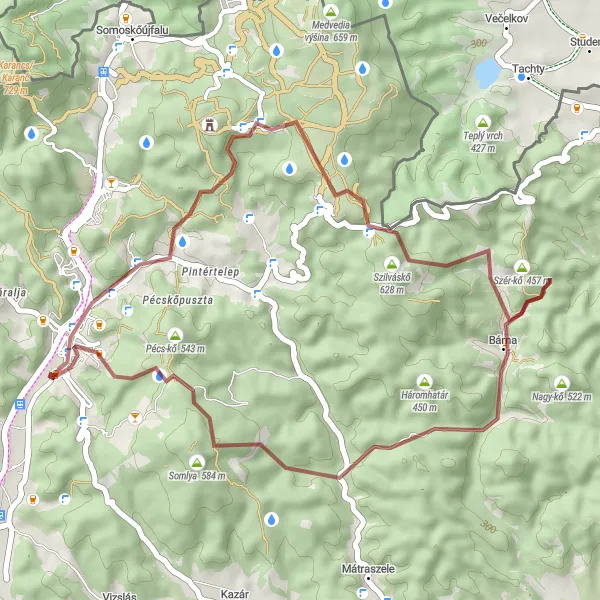 Map miniature of "Short and Sweet Gravel Ride" cycling inspiration in Észak-Magyarország, Hungary. Generated by Tarmacs.app cycling route planner