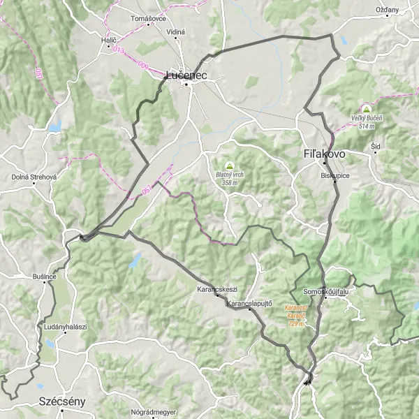 Map miniature of "Scenic Cycling Journey to Trenč" cycling inspiration in Észak-Magyarország, Hungary. Generated by Tarmacs.app cycling route planner