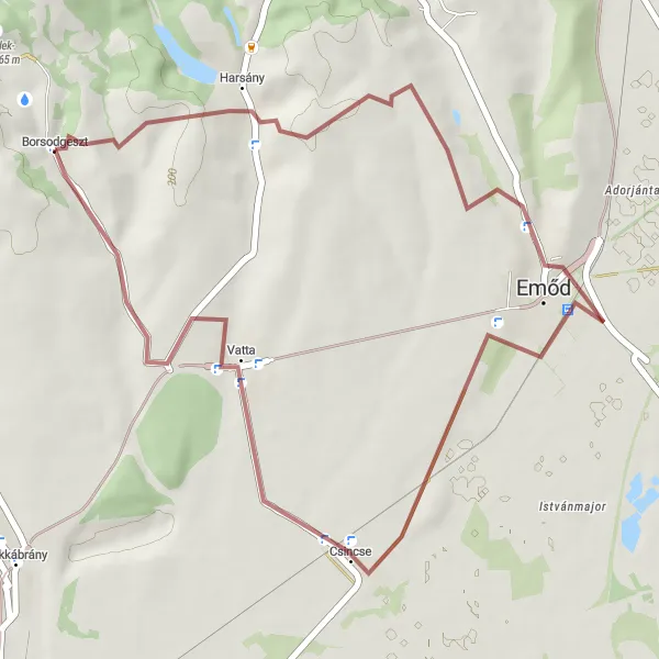 Map miniature of "Hársas-tető gravel loop" cycling inspiration in Észak-Magyarország, Hungary. Generated by Tarmacs.app cycling route planner