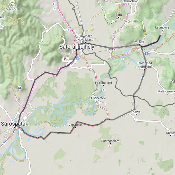 Map miniature of "Exploring Várhegy and Pozorovateľňa vtáctva" cycling inspiration in Észak-Magyarország, Hungary. Generated by Tarmacs.app cycling route planner