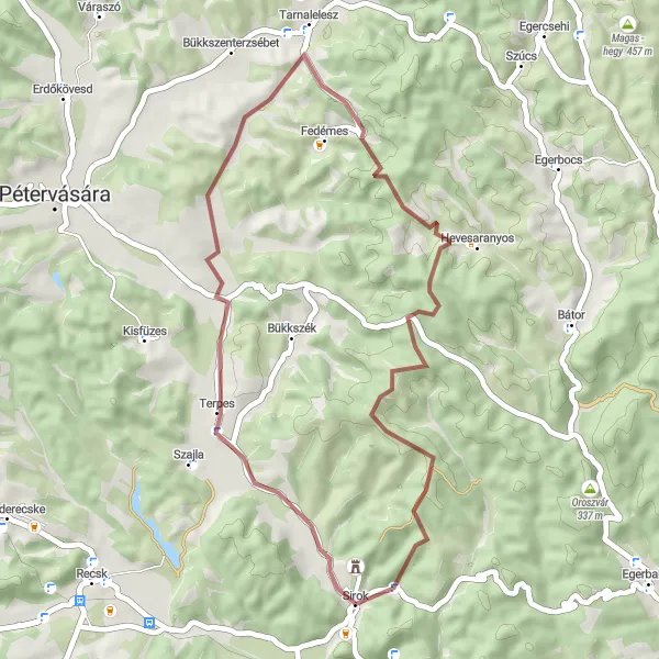 Map miniature of "Scenic Gravel Path to Törökasztal" cycling inspiration in Észak-Magyarország, Hungary. Generated by Tarmacs.app cycling route planner