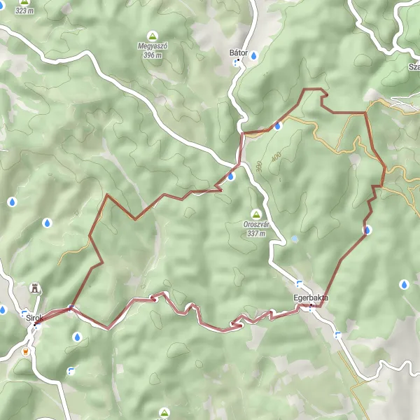 Map miniature of "Countryside Retreat to Egerbakta" cycling inspiration in Észak-Magyarország, Hungary. Generated by Tarmacs.app cycling route planner