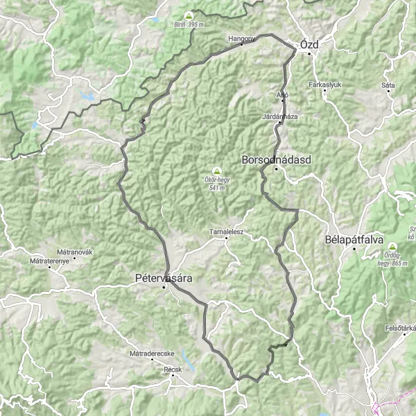 Map miniature of "Sirok Loop: The Beauty of Bükk Mountains" cycling inspiration in Észak-Magyarország, Hungary. Generated by Tarmacs.app cycling route planner