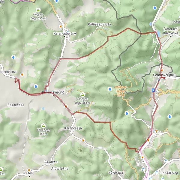 Map miniature of "Somoskőújfalu Loop - Pipis-hegy and Šiatorská Bukovinka Highlights" cycling inspiration in Észak-Magyarország, Hungary. Generated by Tarmacs.app cycling route planner