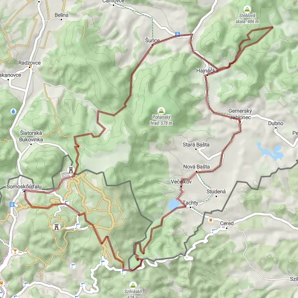 Map miniature of "Off-road Adventure in Gemerský Jablonec" cycling inspiration in Észak-Magyarország, Hungary. Generated by Tarmacs.app cycling route planner