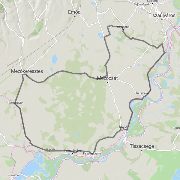 Map miniature of "Szentistván Grand Loop" cycling inspiration in Észak-Magyarország, Hungary. Generated by Tarmacs.app cycling route planner