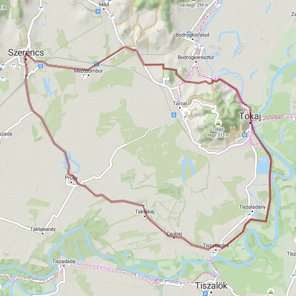 Map miniature of "Hidden Gems Gravel Adventure" cycling inspiration in Észak-Magyarország, Hungary. Generated by Tarmacs.app cycling route planner