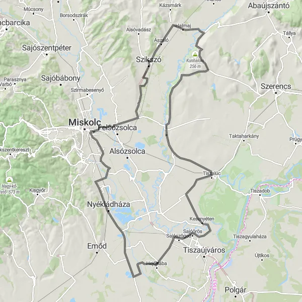 Map miniature of "The Grand Circuit" cycling inspiration in Észak-Magyarország, Hungary. Generated by Tarmacs.app cycling route planner