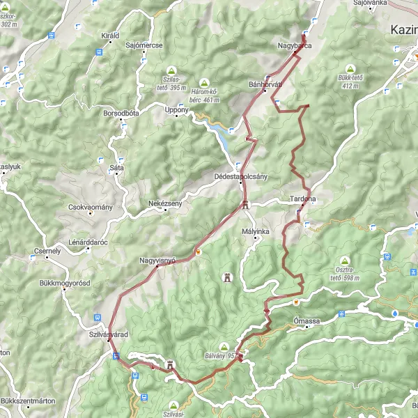 Map miniature of "Gravel Adventure" cycling inspiration in Észak-Magyarország, Hungary. Generated by Tarmacs.app cycling route planner