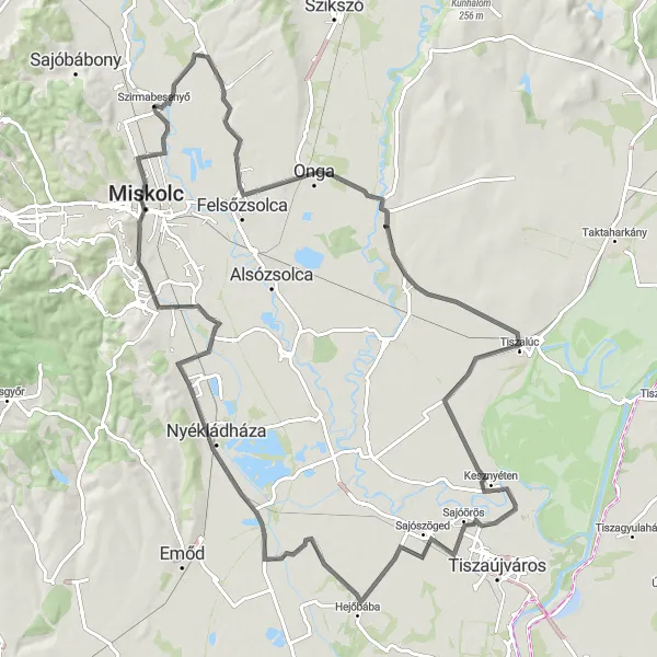 Map miniature of "Cultural Cycling Route" cycling inspiration in Észak-Magyarország, Hungary. Generated by Tarmacs.app cycling route planner