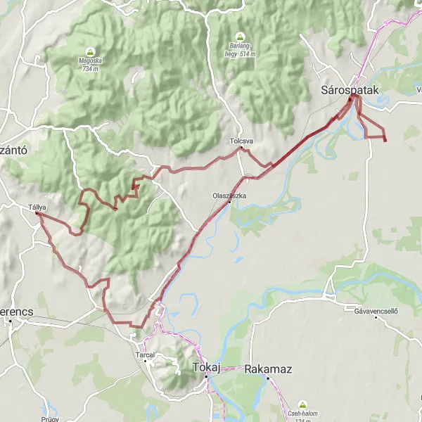 Map miniature of "Gravel Adventure and Wine Heritage" cycling inspiration in Észak-Magyarország, Hungary. Generated by Tarmacs.app cycling route planner