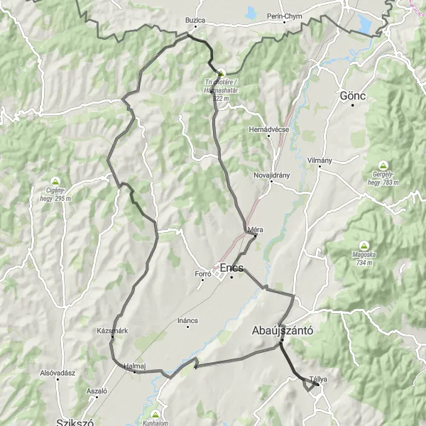 Map miniature of "Captivating Landmarks and Stunning Panoramas" cycling inspiration in Észak-Magyarország, Hungary. Generated by Tarmacs.app cycling route planner