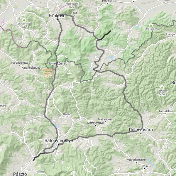 Map miniature of "Discovering Gemerský Jablonec" cycling inspiration in Észak-Magyarország, Hungary. Generated by Tarmacs.app cycling route planner