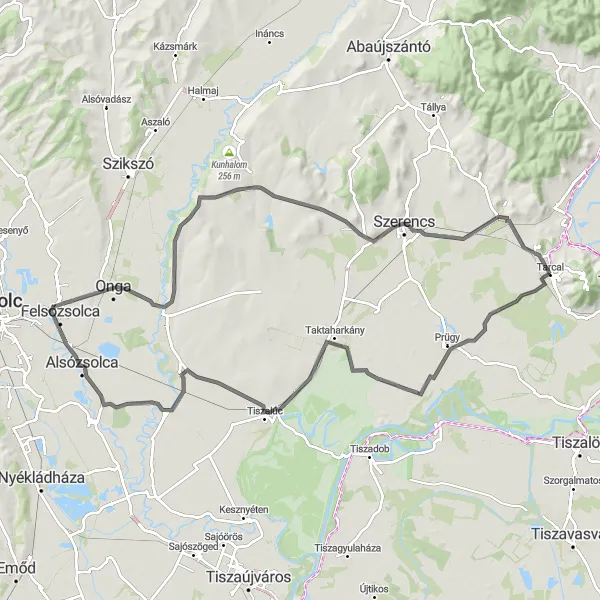 Map miniature of "The Scenic Beauty of Tarcal and Beyond" cycling inspiration in Észak-Magyarország, Hungary. Generated by Tarmacs.app cycling route planner