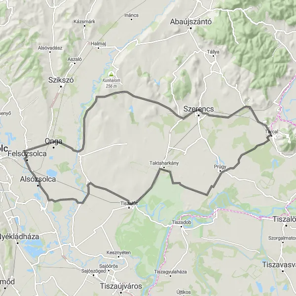 Map miniature of "Tarcal Road Explorer" cycling inspiration in Észak-Magyarország, Hungary. Generated by Tarmacs.app cycling route planner