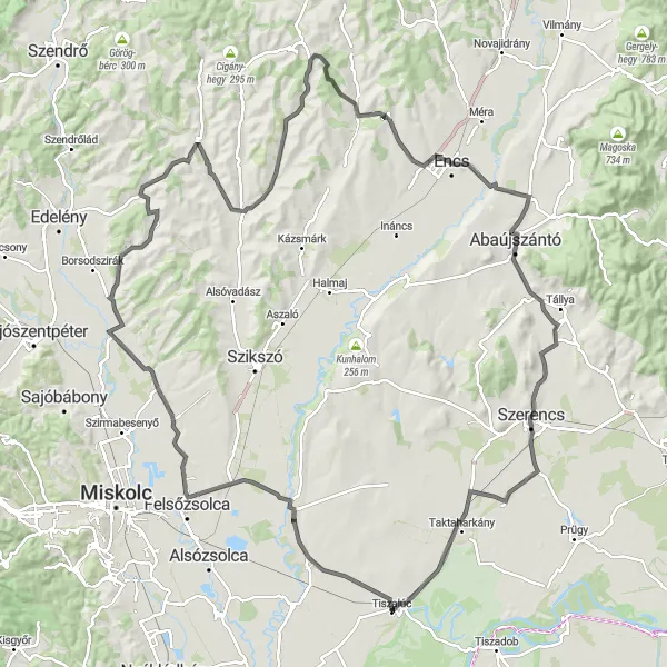 Map miniature of "Ultimate Cycling Challenge in Tiszalúc" cycling inspiration in Észak-Magyarország, Hungary. Generated by Tarmacs.app cycling route planner