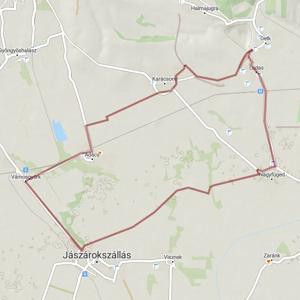 Map miniature of "Vámosgyörk Loop" cycling inspiration in Észak-Magyarország, Hungary. Generated by Tarmacs.app cycling route planner