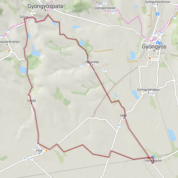 Map miniature of "Gravel Adventure to Szűcsi" cycling inspiration in Észak-Magyarország, Hungary. Generated by Tarmacs.app cycling route planner