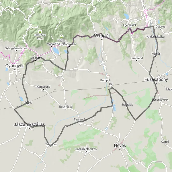 Map miniature of "Verpelét Exploration" cycling inspiration in Észak-Magyarország, Hungary. Generated by Tarmacs.app cycling route planner