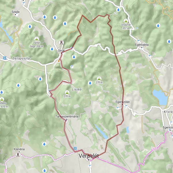 Map miniature of "Sirok Loop" cycling inspiration in Észak-Magyarország, Hungary. Generated by Tarmacs.app cycling route planner