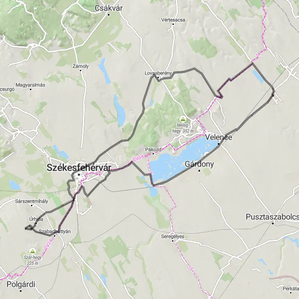 Map miniature of "The Vineyard Explorer" cycling inspiration in Közép-Dunántúl, Hungary. Generated by Tarmacs.app cycling route planner