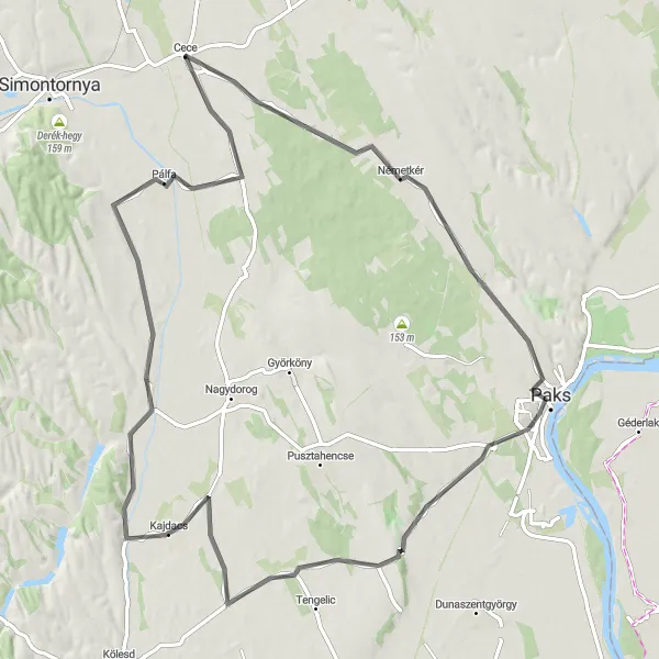 Map miniature of "Uncover the Beauty of Közép-Dunántúl" cycling inspiration in Közép-Dunántúl, Hungary. Generated by Tarmacs.app cycling route planner