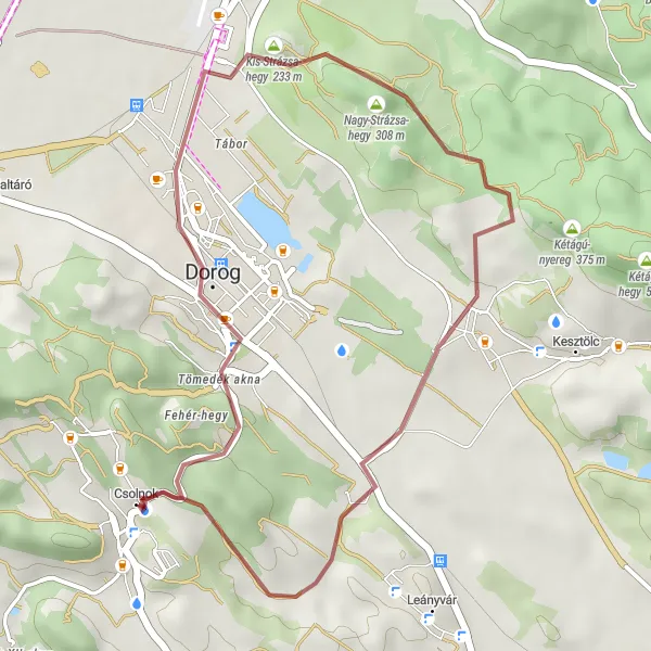 Map miniature of "Gravel Cycling Adventure to Esztergom-Kertváros" cycling inspiration in Közép-Dunántúl, Hungary. Generated by Tarmacs.app cycling route planner