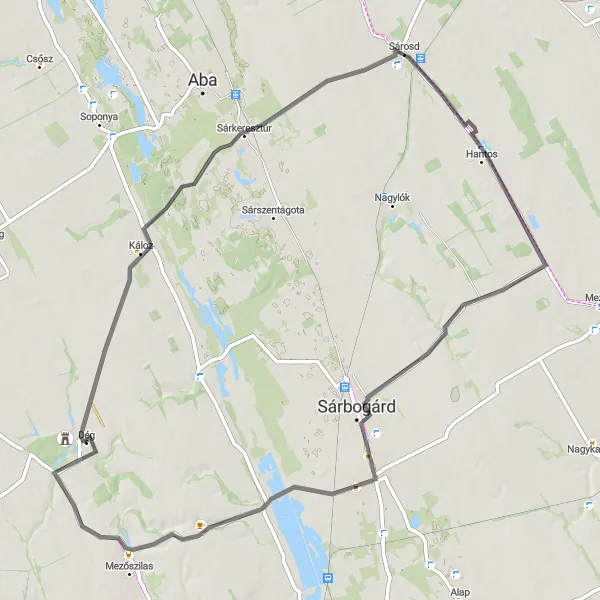 Map miniature of "Road Cycling Adventure" cycling inspiration in Közép-Dunántúl, Hungary. Generated by Tarmacs.app cycling route planner