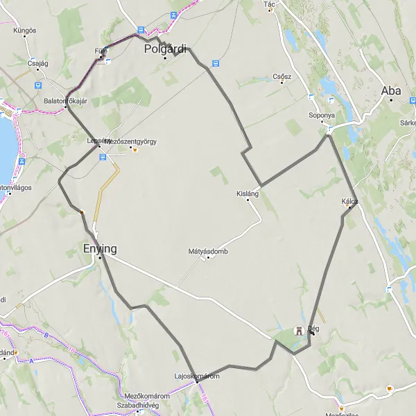 Map miniature of "Enchanting Road Adventure" cycling inspiration in Közép-Dunántúl, Hungary. Generated by Tarmacs.app cycling route planner